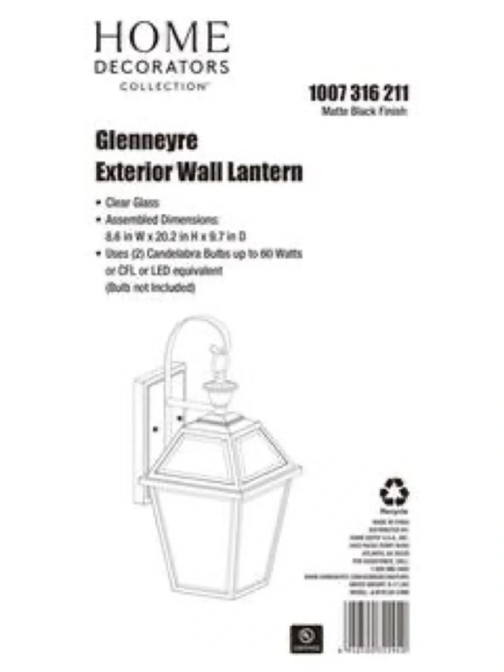 Outdoor Wall Lantern in Black - Classic Lantern Sconce